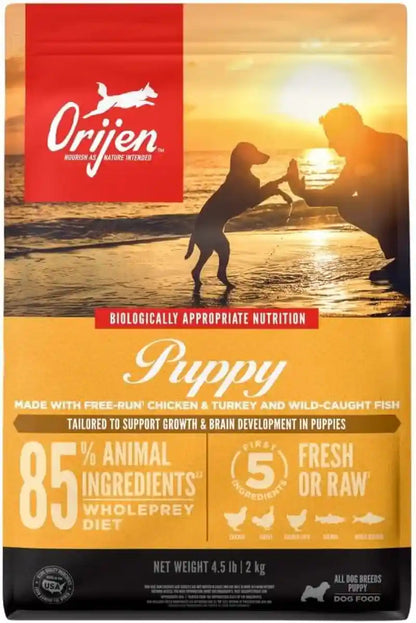ORIJEN Grain Free WHOLEPREY Dry Dog Food Puppy Recipe 4.5Lb. Bag | 85% Fresh or Raw Ingredients, Grain Free, Made in the USA, Nourishing Organs, No Corn, Soy or Wheat, for Growing Puppies1