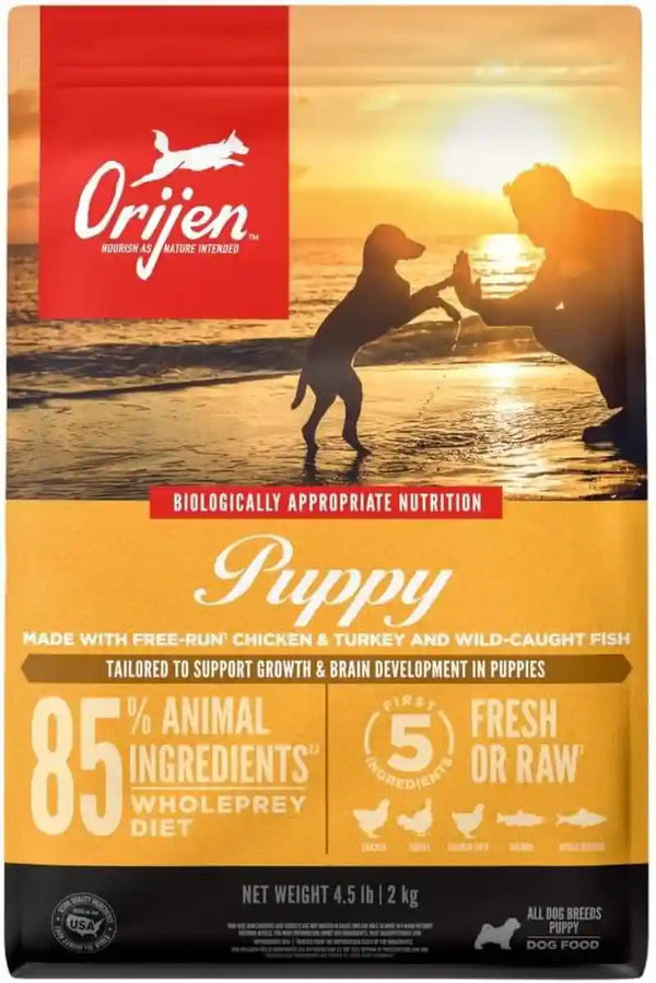 ORIJEN Grain Free WHOLEPREY Dry Dog Food Puppy Recipe 4.5Lb. Bag | 85% Fresh or Raw Ingredients, Grain Free, Made in the USA, Nourishing Organs, No Corn, Soy or Wheat, for Growing Puppies1