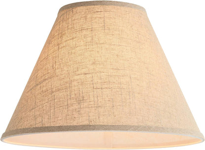 Pre-Assembled Sela Fine Large Burlap Empire Shade 6.5X15X10.75 (Spider) | 6.5" Top X 15" Bottom X 10" High X 10.75" Slant Replacement for Table Lamps Harp + Finial8