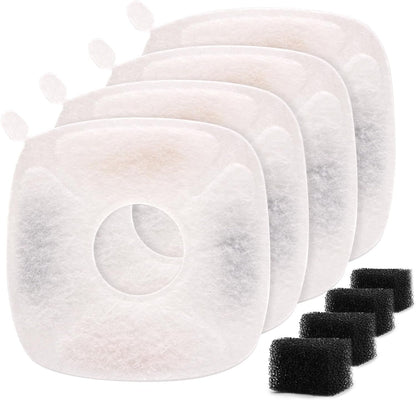 Pet Fountain Filters Compatible with 95Oz/2.8L Dog Water Fountain (4 Filters&4 Sponges)1