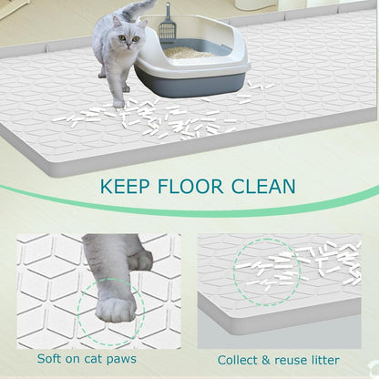 Cat Litter Mat for Litter Box, Silicone Large Cat Litter Trapping Mat - 40X28 In, Waterproof & Non-Slip, Durable & Easy Clean, Light Gray2