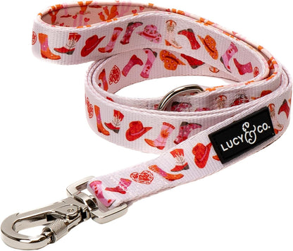 Lucy & Co. Cheery Cherries - Designer Dog Leash for Small to Large Dogs - Padded Handle for Comfort - Large, Red Gingham Cherries - 5 Foot21