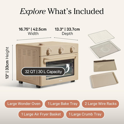 Our Place Large Wonder Oven, 6-In-1 Air Fryer & Toaster Oven, 3-Rack, 32 Qt | Non-Toxic Air Fryer Toaster Oven Combo; Basket, Wire Rack, Bake Pan, Crumb Tray; Toast, Roast, Bake, Broil, Reheat, Steam7