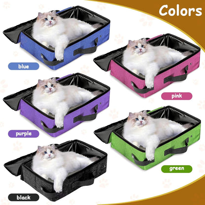 Portable Cat Litter Box with Lid, 16 * 12 * 6 Inches, Black | Foldable, Ease of Use, Non-Leaking, Easy to Take, Lightweight, for Outdoor Camping & Traveling, Zipper Lock2