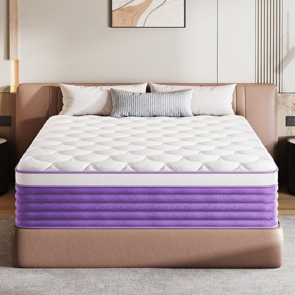 Queen Mattress,12 Inch Queen Size Mattress in a Box,Hybrid Memory Foam with Pocket Springs for Motion Isolation,Medium Firm ＆ Pressure Relief and Cool Sleep,Certipur-Us Certified,No Fiberglass1