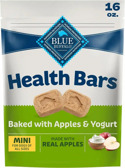 Blue Buffalo Mini Health Bars Apples & Yogurt Crunchy Dog Biscuits, Bite-Sized for Training, Oven-Baked with Real Apples & Natural Ingredients, Healthy Dog Treats, 16 Oz.1