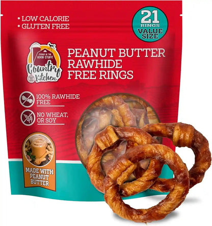 Country Kitchen Rawhide Free Beef Rings Dog Chews, Made with Real Beef, Highly Digestible, Gluten Free, 7 Count15