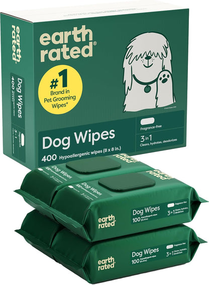 Earth Rated Dog Wipes for Paws & Butt, Deodorizing, Unscented, 100Ct | Hypoallergenic, 3-In-1 Cleaning and Hydrating, for Grooming Paws, Body and Butt20