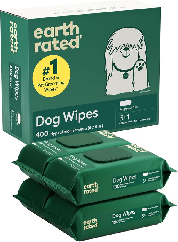 Earth Rated Dog Wipes for Paws & Butt, Deodorizing, Unscented, 100Ct | Hypoallergenic, 3-In-1 Cleaning and Hydrating, for Grooming Paws, Body and Butt20