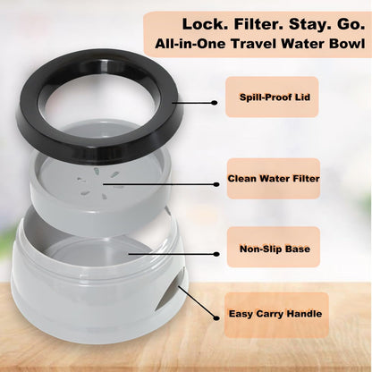 25Oz Spill-Proof Dog Water Bowl – Slow Drink, No-Splash Pet Feeder for Small/Medium Dogs, Cats, Puppies & Kittens, Non-Slip Portable Bowl for Car, Travel, Home – Grey4