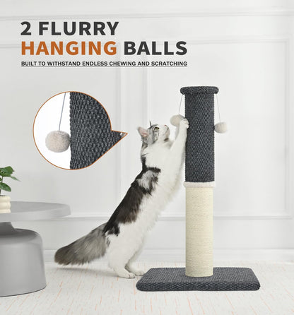 Made4Pets Tall Cat Scratching Post with Sisal & Carpet for Indoor Cats, 33" | Cat Scratcher with Wide Stable Base, Interactive Hanging Toys, Ideal for Adult Cats, Large Breeds and Full-Body Stretching7