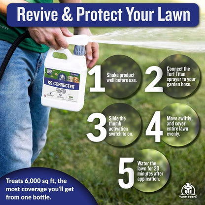 Turf Titan K9 Correcter Dog Urine Neutralizer for Lawns (32 Oz) – Fights Yellow Spots and Odors – Grass Dog Urine Neutralizer to Grass Recovery with Weekly Use – Covers up to 6,000 Sq Ft5