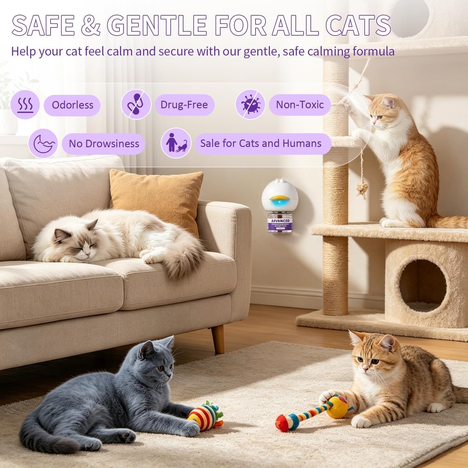 cat-calming-diffuser-kit-with-2-diffusers-4-refills-48ml-each-cat-pheromones-calming-diffuser-for-cat-anxiety-relief-stress-reduction-behavior-support-30-day-refills-suitable-for-all-cats