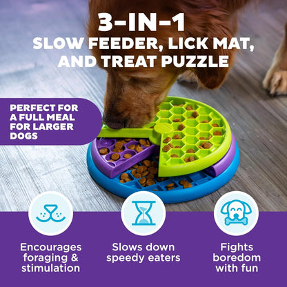 Outward Hound by Nina Ottosson Lickin’ Layers 3-In-1 Interactive Dog Feeder Puzzle, Lick Mat & Slow Feeder Bowl - Mental Stimulation Toy for Medium & Large Dogs, 2 Cup Capacity, 10.4 in X 2.8 In2