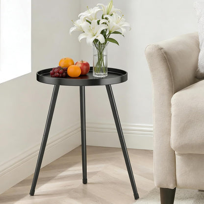 Small round Side Table, Black Metal End Table Night Stand for Bedroom Living Room Office4
