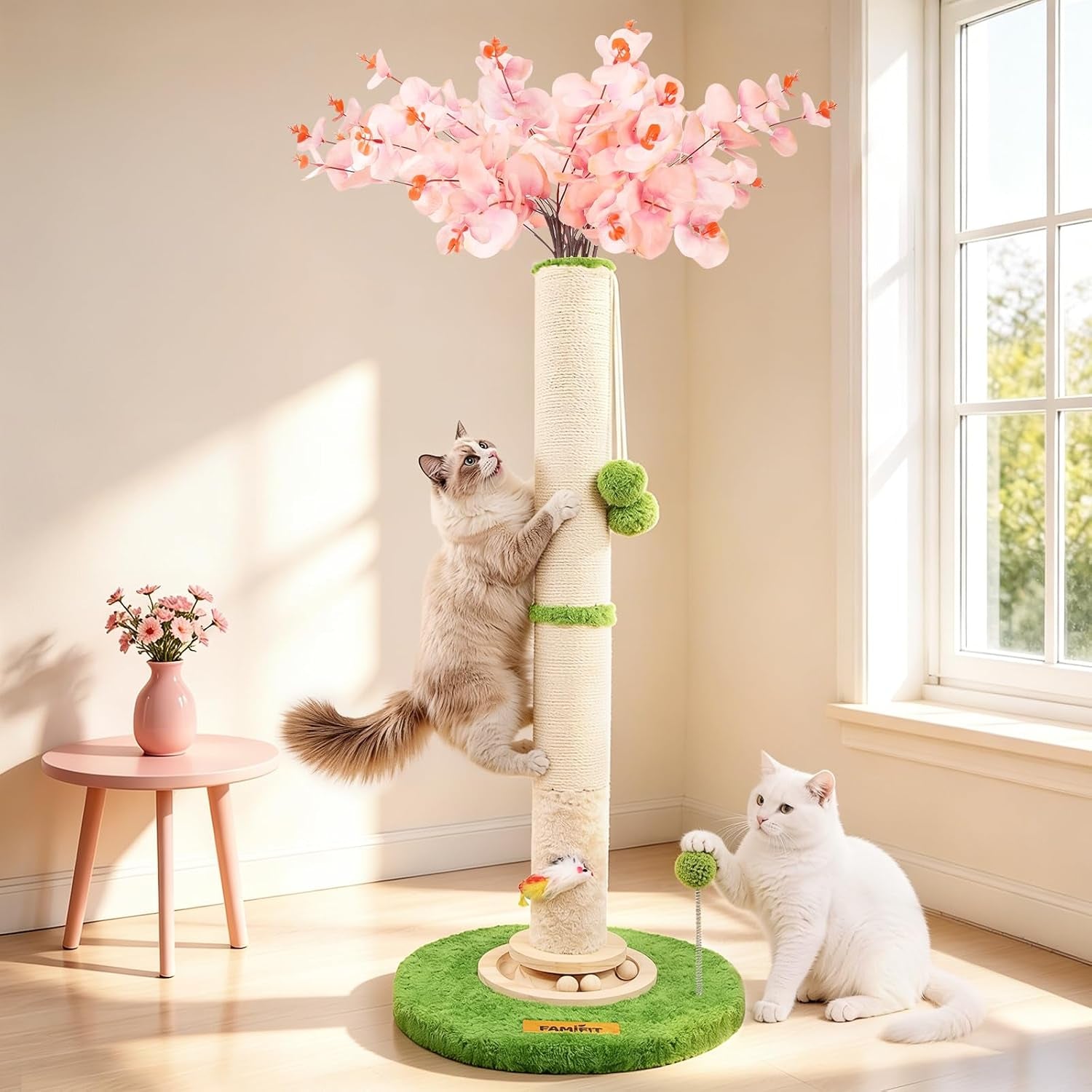 material-upgrade-famifit-50-8-plant-cat-scratching-post-tall-cat-tree-natural-sisal-rope-scratcher-with-solid-wood-ball-track-mouse-hole-interactive-design-for-indoor-cats-kittens