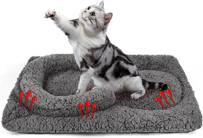 Tailtastic Self Warming Cat Bed with U-Shaped Neck Support Pillow 24"X18" | Heat-Reflective Layer,Orthopedic Support,Milk Fleece & PP Cotton Fill, Non-Slip Bottom, Fits Crates, Sofas & Windows1