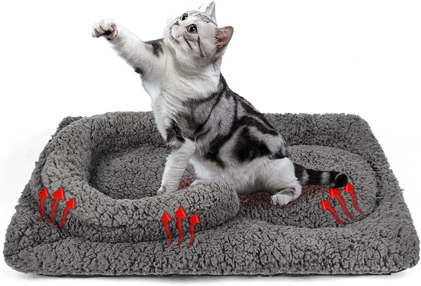 Tailtastic Self Warming Cat Bed with U-Shaped Neck Support Pillow 24"X18" | Heat-Reflective Layer,Orthopedic Support,Milk Fleece & PP Cotton Fill, Non-Slip Bottom, Fits Crates, Sofas & Windows1