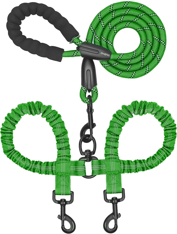 Iyoshop Dual Dog Leash - 360° Swivel, No Tangle Walking Leash with Shock Absorbing Bungee for Two Dogs (Large, 25-150 Lbs, Black)8