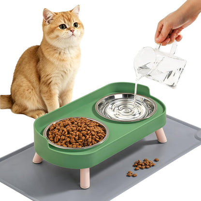 Loejan Elevated Cat Bowls Set - Raised Cat Food and Water Bowl Set with Non Slip Stand - Pet Feeding Station with 2 Stainless Steel Bowls with Splash Proof Guard8