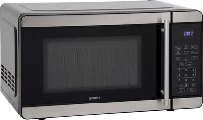 Microwave Oven 700-Watts Compact with 6 Pre Cooking Settings, Speed Defrost, Electronic Control Panel and Glass Turntable, 0.7-Cu.Ft., Metallic | 6 Pre Cooking Settings, Speed Defrost, Electronic Control Panel and Glass Turntable, 0.7-Cu.Ft1