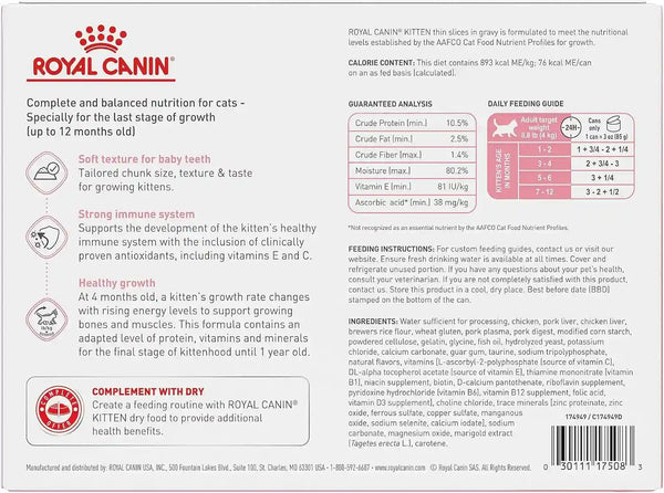 ROYAL CANIN Feline Health Nutrition Kitten Thin Slices in Gravy Cat Food, 3 Oz (Pack of 12) | for Growing Kittens, Tender Thin Slices, Savory Gravy Formula, Twelve Individual 3 Oz Cans2