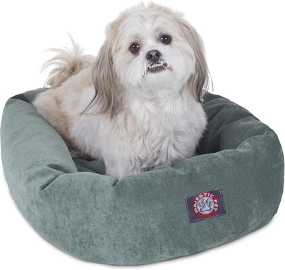 Majestic Pet 40 Inch Micro Velvet Calming Dog Bed Washable – Cozy Soft round Dog Bed with Spine for Head Support - Fluffy Donut Dog Bed 40X29X9 (Inch) – round Pet Bed Large – Pearl30