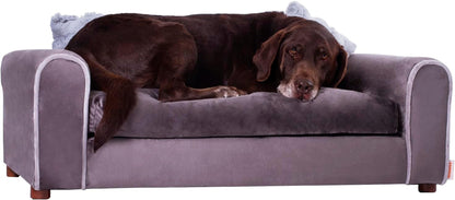 Moots Furry Pet Lounge, Pet Bed with 2 Pillows, Deluxe Sofa for Dogs, Easy to Coordinate, Stylish and Cleanable Dog Sofa, Couch - Charcoal, Large1
