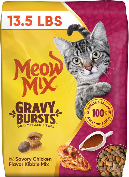 Meow Mix Gravy Bursts Dry Cat Food, 3 Lb Bag | Crunchy Cat Kibble, Gravy Filled Pieces, 100% Complete & Balanced Nutrition for Adult Cats, High Quality Protein13