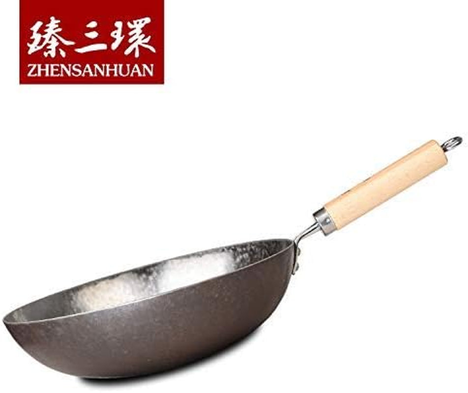 zhensanhuan-chinese-hand-hammered-iron-pow-woks-and-stir-fry-pans-wooden-handle-silver-not-seasoned-32cm