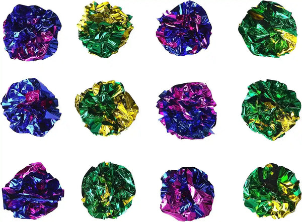 CHIWAVA 45PCS 1.6'' Mylar Cat Toy Ball Kitten Shiny Crinkle Crackle Balls | Interactive Indoor Lightweight Play Activity Chase Toys, Assorted Color9
