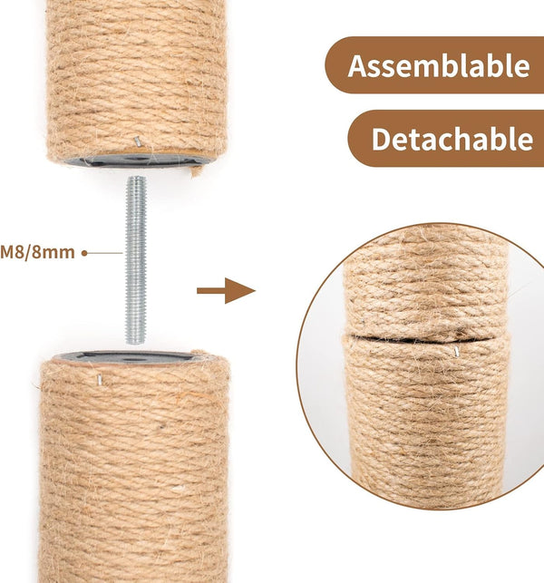 4PCS 10 Inch Scratching Post with Natural Sisal Rope - Cat Scratch Pole, Tree, and Posts for Indoor Cats - Replacement Part Accessories for DIY Tower and Hammock2