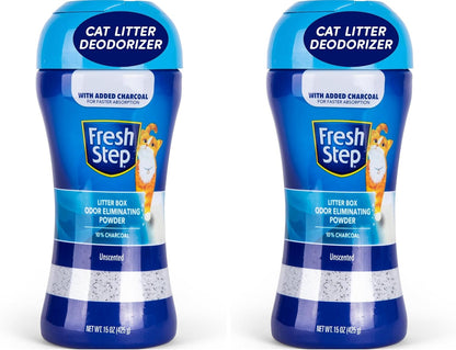 Fresh Step Odor Eliminator Powder, Unscented | Charcoal Formula | 15 Ounces | Sifting Pour Cap | for Litter Boxes1