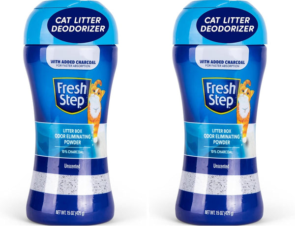 Fresh Step Odor Eliminator Powder, Unscented | Charcoal Formula | 15 Ounces | Sifting Pour Cap | for Litter Boxes1