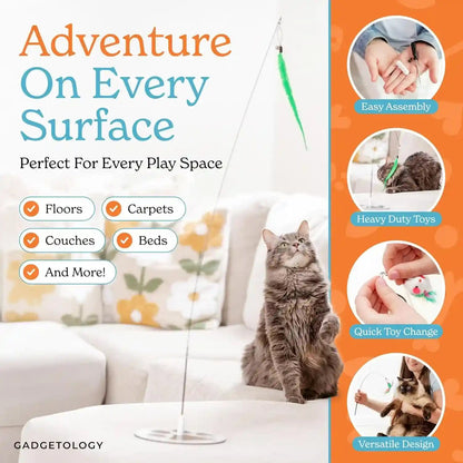 18-Piece Interactive Cat Toys for Indoor Cats, Cat Stuff Heavy Duty Self-Holding Floor Base & Suction Cup - Durable Feather Wand Bird Simulation Self Play Kitten Toys for Bored Adult Cats Juguete Gato6