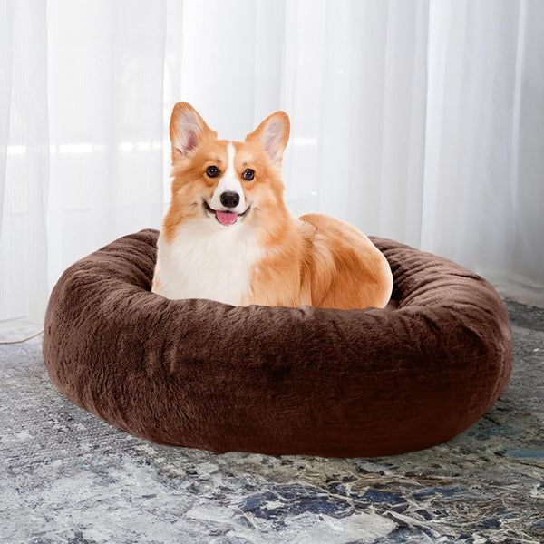 PETMAKER Dog Bed - Donut Pet Bed for Medium Pets - Dog Bed with Removable Washable Cover and Anti-Slip Bottom - Puppy Essentials (Dark Brown)2