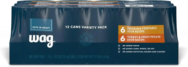 Amazon Brand - Wag Stew Canned Dog Food, Beef & Vegetable Recipe, 13.2 Oz Can (Pack of 12)11