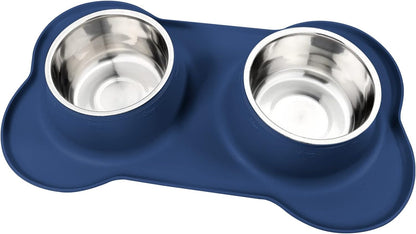 Asfrost Dog Food Bowls Stainless Steel Pet Bowls & Dog Water Bowls with No-Spill and Non-Skid, Feeder Bowls with Dog Bowl Mat for Dogs Cats and Pets-Pink, 24 0Z in Total8