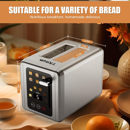 2 Slice Toaster, Smart Full Touch Screen, Extra Wide Slots, Silver | Stainless Steel, 6 Shade Settings, Reheat/Defrost/Mute/Standby/Cancel, Bread Bagel Gluten-Free Waffle Pastry, Digital Timer7