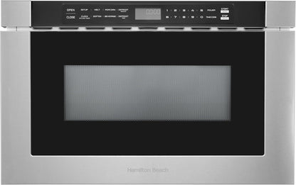 23.5 Inch Built-In Drawer Microwave Oven, 1.1 Cu. Ft., Touchscreen Control, Stainless Steel, Flat-Bed Design, Electric Drawer Open1
