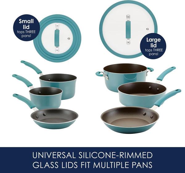 Cook + Create Aluminum Nonstick Cookware Set, 10-Piece, Agave Blue6