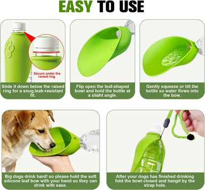 2Pcs Portable Dog Water Bottle Attachment, Slip-On Pet Water Bowl for Walks | Silicone Dog Drink Dispenser, Fits Openings 26Mm+ Water Bottles, Ideal for Daily Hiking & Travel, Quick Rinse & Easy Setup5