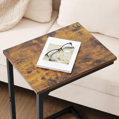 C Shaped End Table Set of 2, Couch Side Table That Slide under | TV Trays for Eating on Couch, Narrow Small Space Side Tables for Living Room Bedroom, Rustic Brown6
