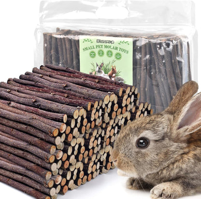 Bissap Apple Sticks for Rabbits, Natural Bunny Chew Toys and Treats for Chinchilla Guinea Pig Hamster Gerbil Small Animals Pet Apple Wood Stick Toys Teeth Grinding (230G/8.1Oz)9