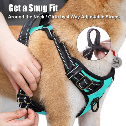 Poypet No Pull Dog Harness, Reflective Comfortable Vest Harness with Front & Back 2 Leash Attachments and Easy Control Handle Adjustable Soft Padded Pet Vest for Small Medium Large Dogs (Mint Blue,M)4