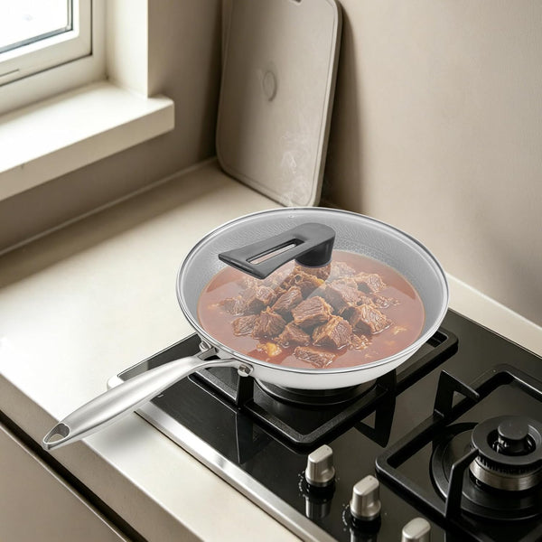 Stainless Steel Honeycomb Wok Pan, Flat Bottom Stir Fry Pan for Induction, Gas6
