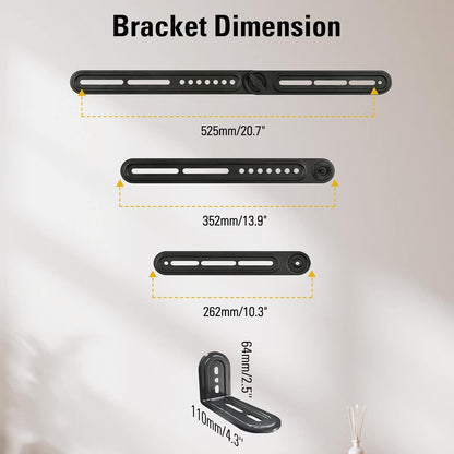 Soundbar Mount Bracket Fits Most of Soundbars up to 15 Lbs | Sound Bar Mount for Mounting above or under TV, with Detachable Long Extension Plates, MD54208