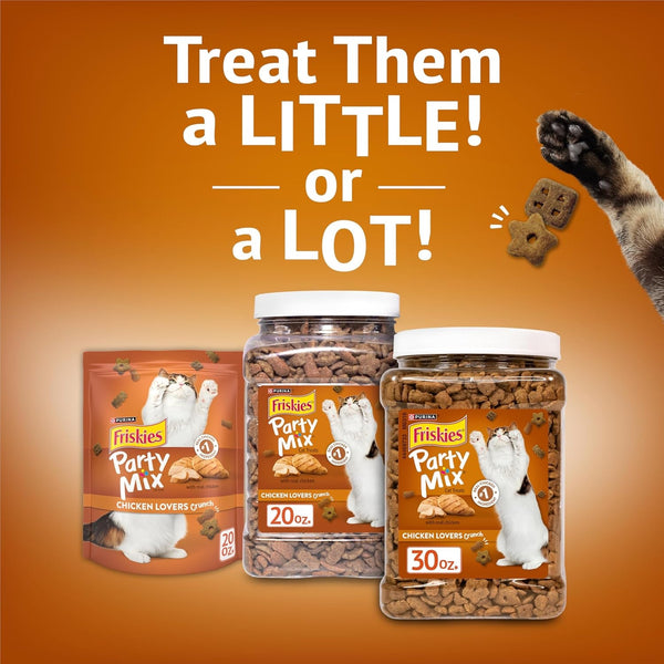 Purina Friskies Party Mix Chicken Lovers Crunch with Real Chicken Cat Treats - 30 Oz Canister10