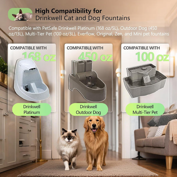 Cat Water Fountain Replacement Carbon Filters, Pack of 12 | Compatible with Petsafe Drinkwell Platinum Pet Fountain, Premium Pet Water Fountain Dog Water Bowl Dispenser Charcoal Filter2