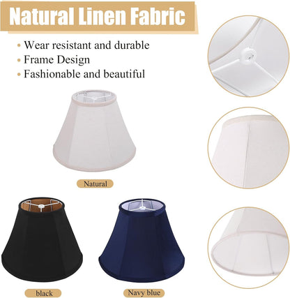 KD Lamp Shades Set of 2, 6X12×8.5 Inch Natural Faux Silk Lamp Shades for Table Lamps Medium Lamp Shade for Table Lamp & Bedside Lamp No Assembly Required (Blue)3
